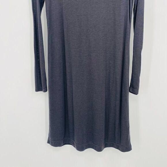 Ann Taylor Sz Small Charcoal Gray Long Sleeve Knotted Neckline Wool Blend Dress - Picture 7 of 8